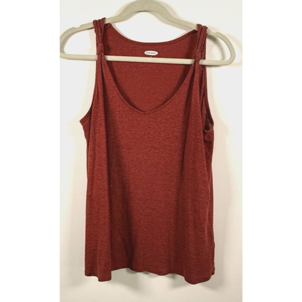 Old Navy Womens Red Solid V-Neck Sleeveless Tank Top - L